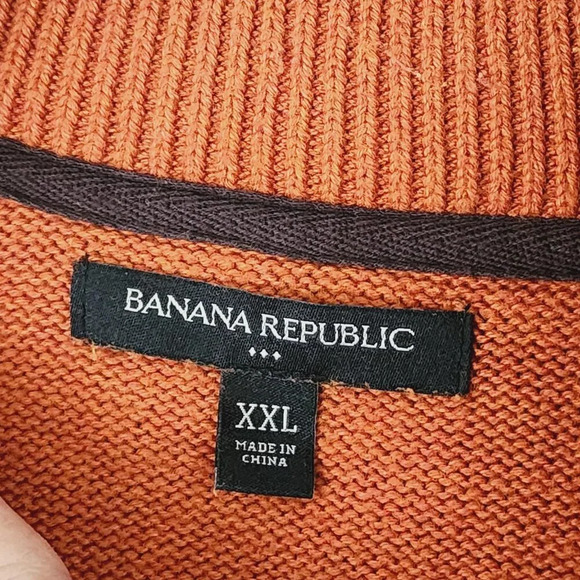 Banana Republic Orange Sweater Henly Pullover Cotton Men's XXL 19PT - Picture 4 of 7